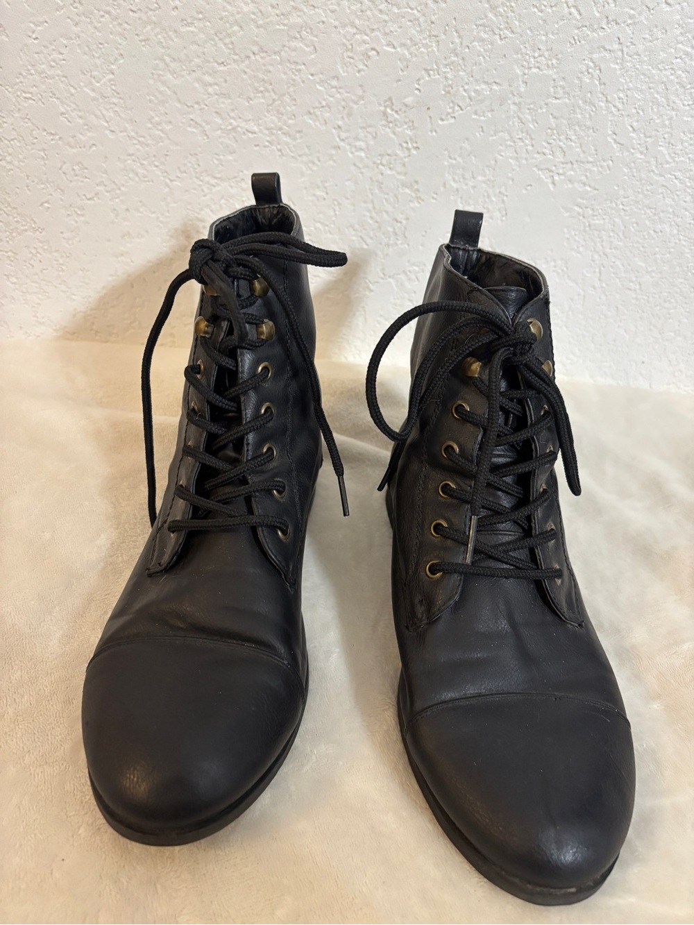Forever 21 Black Lace-Up Combat Boots